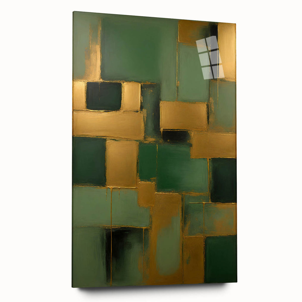 Abstract wall art featuring vibrant, multicolored strokes on acrylic glass, showcasing a side view that highlights its sleek design and modern decor appeal. Perfect for contemporary interiors, this artwork adds a dynamic touch to any space.