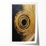 Abstract modern wall art print featuring vibrant strokes in shades of blue, green, and gold, rolled and ready for display, perfect for contemporary home decor.