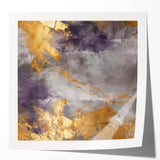 Abstract wall art featuring vibrant strokes in shades of blue, orange, and yellow, displayed in a glossy finish, ideal for modern home decor. Perfect for adding a pop of color to any room.