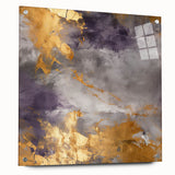 Abstract wall art featuring vibrant strokes in various colors, displayed in a side view on acrylic glass, secured with decorative pins for modern decor.