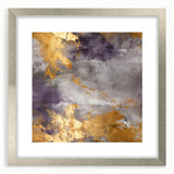 Abstract wall art featuring dynamic strokes in a silver frame with a mat. The modern design adds elegance to any room, perfect for contemporary decor enthusiasts.
