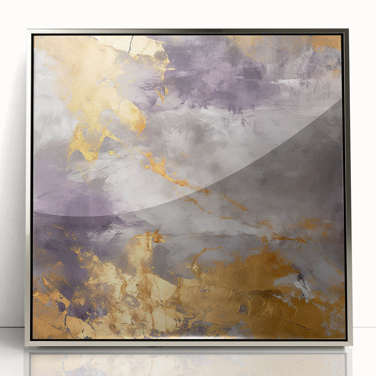Framed wall art featuring abstract strokes in silver and gray tones, perfect for modern decor. Adds a contemporary touch to any interior space.
