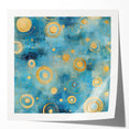 Abstract wall art print showcasing vibrant strokes in hues of blue, orange, and green, ideal for modern decor. Perfect for adding color and style to living spaces.