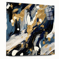 Abstract strokes wall art displayed in an acrylic glass frame, showcasing vibrant colors and dynamic patterns, perfect for modern home decor.