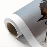 Rolled canvas showcasing a vibrant African tribal wall art collection with intricate patterns and earthy tones, elegantly packaged in a protective cardboard tube.