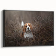Basset Hound wall art featuring a framed canvas design with a black side view, perfect for dog lovers and home decor enthusiasts. Ideal for adding a touch of charm to any room.