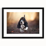 Basset Hound-themed wall art collection framed in black with a white mat, showcasing a playful design ideal for dog lovers and home décor enthusiasts.