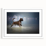 Framed wall art featuring a stylish boxer dog design with a white mat, perfect for home decor. This piece adds a modern touch to any dog lover's space.