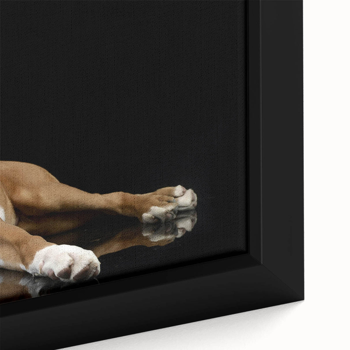 Close-up of a framed canvas wall art featuring a boxer dog design, showcasing rich colors and intricate details, perfect for pet lovers' home decor.