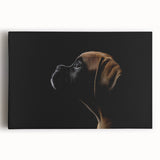 Stretched canvas wall art featuring a vibrant Boxer dog design, showcasing colorful details and textures, perfect for enhancing home decor in pet-themed spaces.