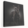 Stretched canvas wall art showcasing a side view of a playful bulldog design, featuring vibrant colors and clear details, perfect for dog lovers' home decor.