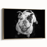 Framed wall art featuring a stylish bulldog design, showcasing rich colors and intricate details, perfect for pet lovers and modern home decor.