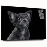 Side view of a modern acrylic glass wall art piece featuring a bulldog design, showcasing vibrant colors and sleek finish, ideal for pet lovers' home decor.