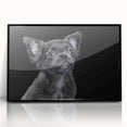 Framed wall art featuring a stylish bulldog design in black acrylic frame, showcasing a vibrant and playful illustration, perfect for pet lovers and home decor.