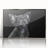 Framed wall art featuring a stylish bulldog design with a silver-acrylic frame, perfect for modern home decor, showcasing vibrant colors and intricate details.