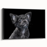 Framed wall art featuring a stylish black bulldog design on canvas, showcasing a side view of the dog with intricate details and textures, perfect for pet lovers.