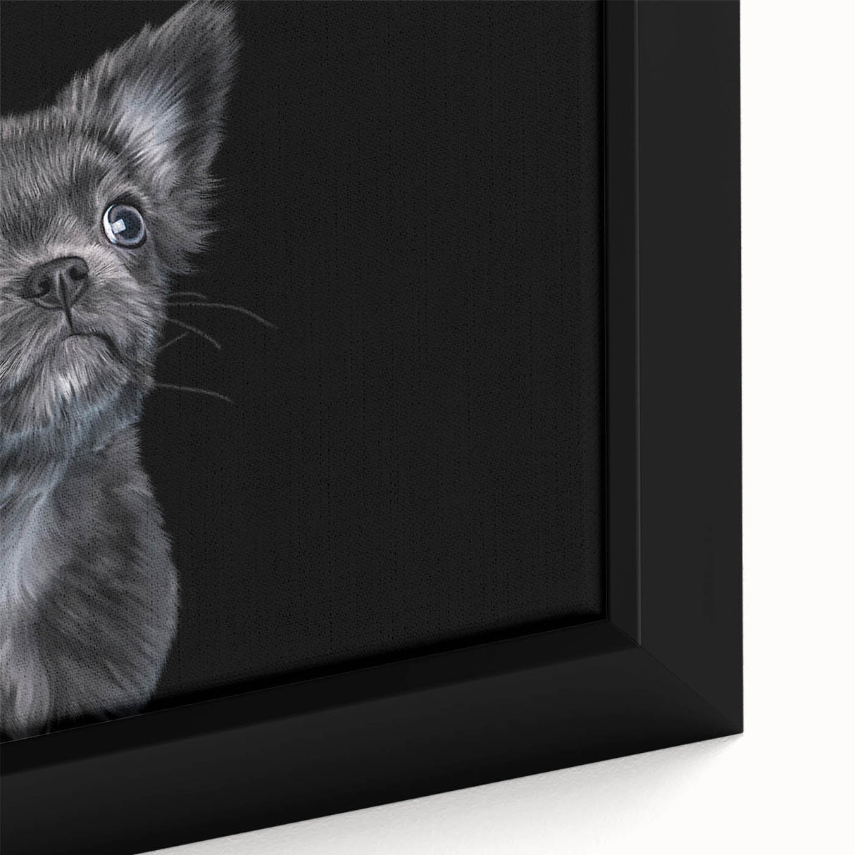 Close-up of a framed canvas wall art featuring a detailed bulldog design, showcasing intricate textures and vibrant colors, perfect for dog lovers' home decor.