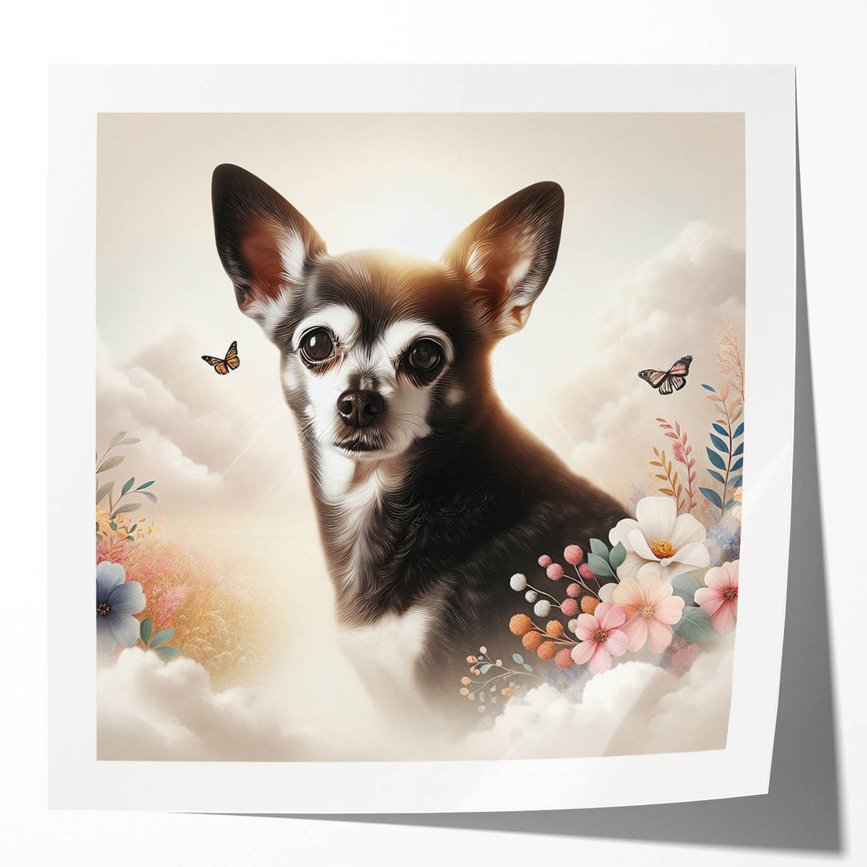 Chihuahua-themed wall art collection showcasing vibrant designs featuring playful and colorful illustrations of chihuahuas, perfect for pet lovers' home decor.