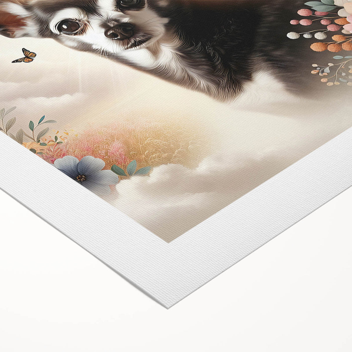 Charming rolled canvas artwork showcasing a playful Chihuahua design, vibrant colors, and intricate details, perfect for pet lovers' home decor.