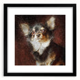 Framed wall art collection showcasing a stylish black mat and a chic front view design featuring adorable Chihuahuas, perfect for dog lovers' home decor.