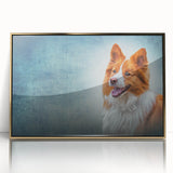 Framed wall art featuring a golden acrylic design of a Collie dog, showcasing intricate details and a stylish front view, perfect for dog lovers’ decor.