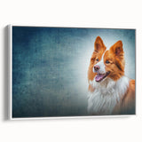 Framed wall art featuring a beautifully designed Collie dog in a vibrant, colorful style, showcasing intricate details against a white background, perfect for dog lovers.