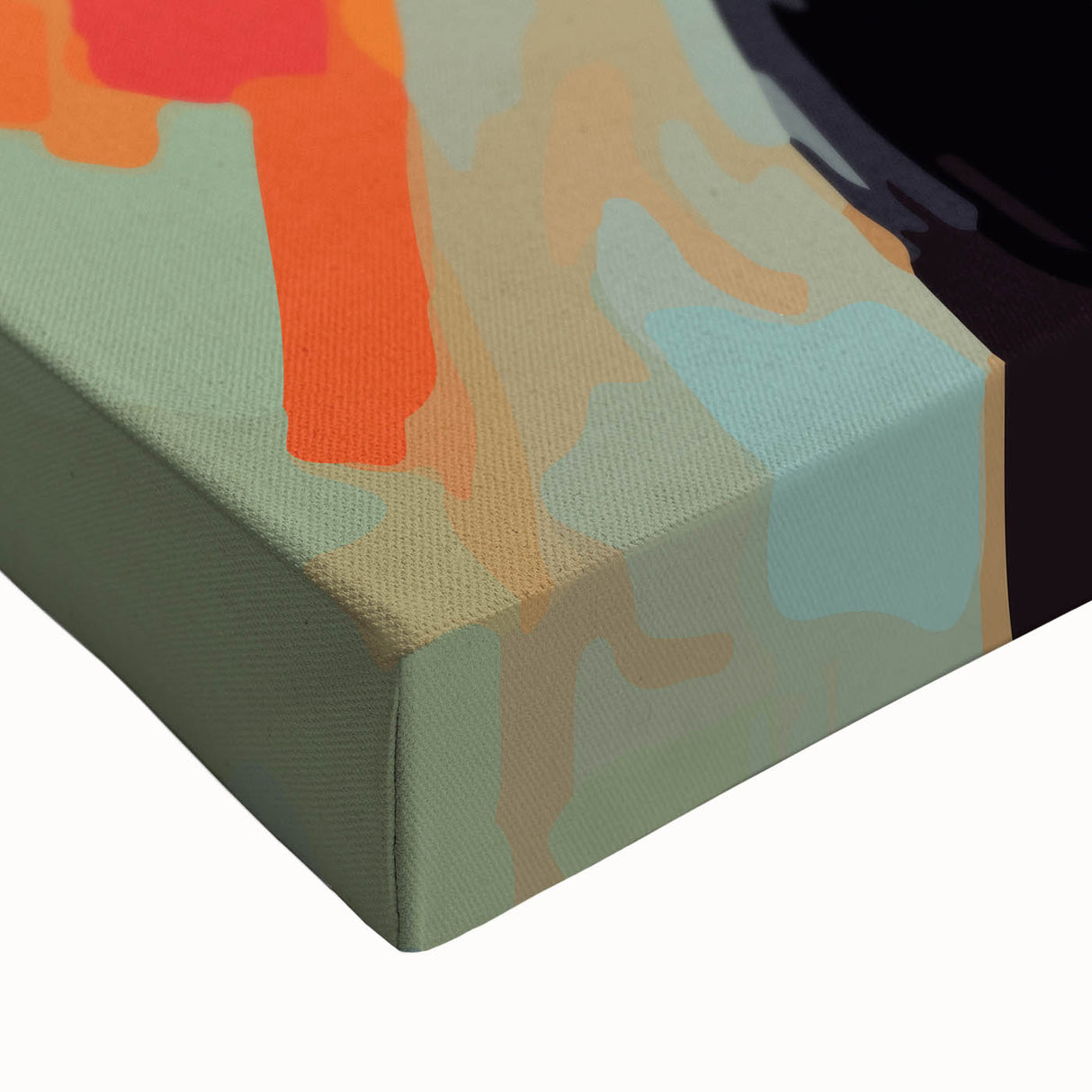Close-up of a vibrant stretched canvas featuring a whimsical dachshund wall art design, showcasing detailed colors and textures, perfect for dog lovers' home decor.