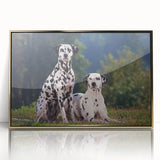 Framed acrylic wall art featuring a stylish Dalmatian design with a gold frame, perfect for dog lovers seeking elegant home decor. The artwork showcases the distinct black and white spots of the Dalmatian breed, adding a modern touch to any room.