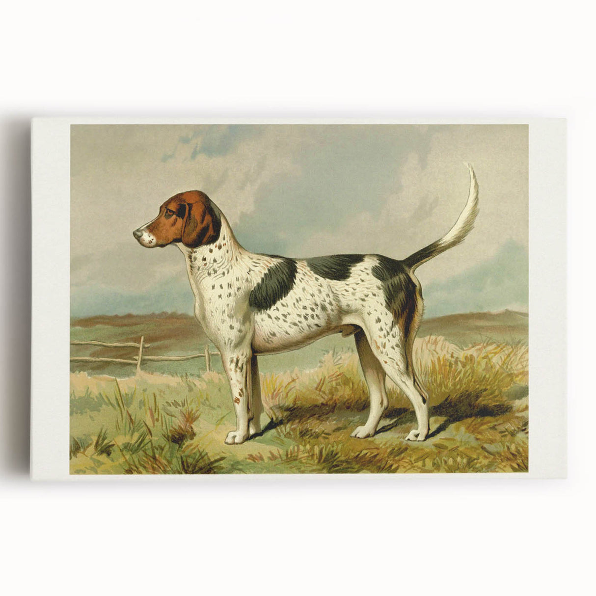 Stretched canvas wall art featuring a vibrant Dalmatian design, showcasing playful black and white spots against a bright background, perfect for dog lovers.