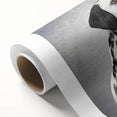 Rolled canvas wall art showcasing a vibrant Dalmatian design with bold colors, ideal for pet lovers; packaged securely in a protective cardboard tube for delivery.