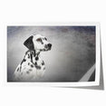 Dalmatian-themed wall art print showcasing a playful dog design on a vibrant background, rolled and ready for framing, perfect for pet lovers' home decor.