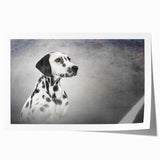 Dalmatian-themed wall art print showcasing a playful dog design on a vibrant background, rolled and ready for framing, perfect for pet lovers' home decor.