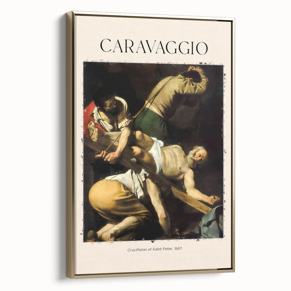 Framed canvas featuring a vintage Caravaggio landscape, with muted earth tones, perfect for classic living room decor.