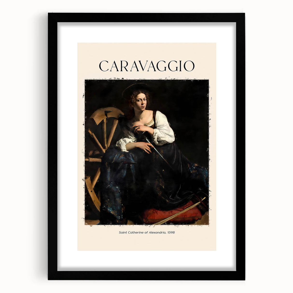 Extra large colorful abstract art print featuring textured brush strokes, in a black frame with mat.