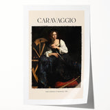 Extra large rolled canvas print depicting a Caravaggio-inspired floral design in dark, muted tones.
