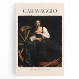 Black and white depiction of Caravaggio's artwork on large stretched canvas, ideal for kitchen wall art.