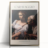 Mid-century modernist art featuring Caravaggio-inspired design on a gold-framed acrylic, suitable for modern art wall decor.