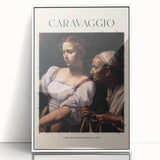Mid-century modernist art depicting Caravaggio's influence, framed acrylic in white, suitable for nursery wall art.