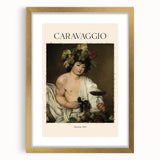 Textured abstract art print depicting a Caravaggio-inspired design, in gold frame with mat, ideal for bedroom art.