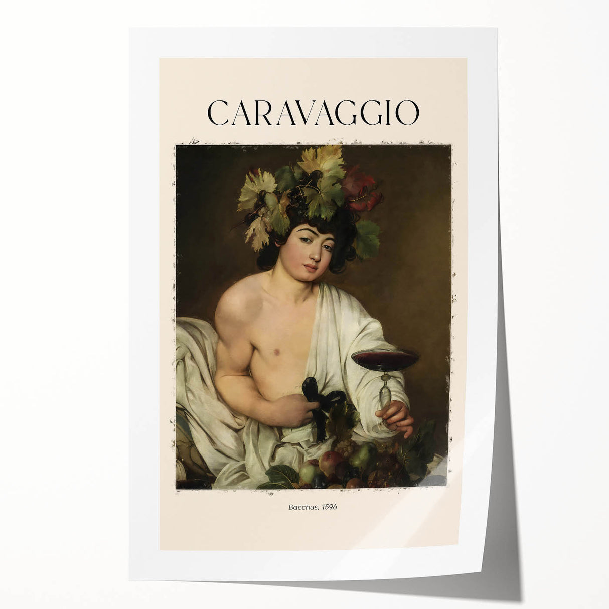 Rolled print of Caravaggio-inspired floral art in dark and rich tones, ideal for art wall dining room placement.