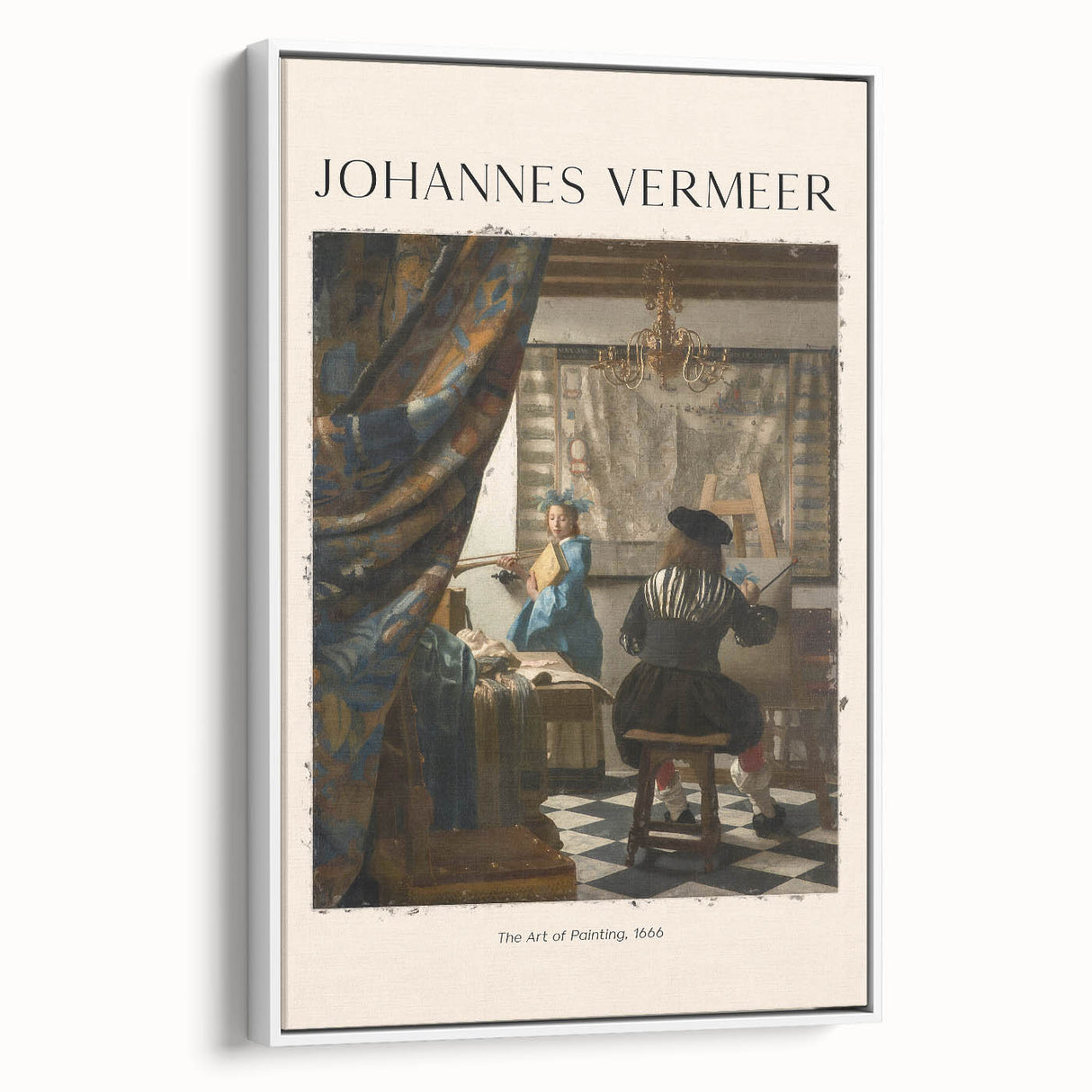 Framed canvas featuring a vintage landscape painting in muted earth tones, ideal for bedroom wall art.