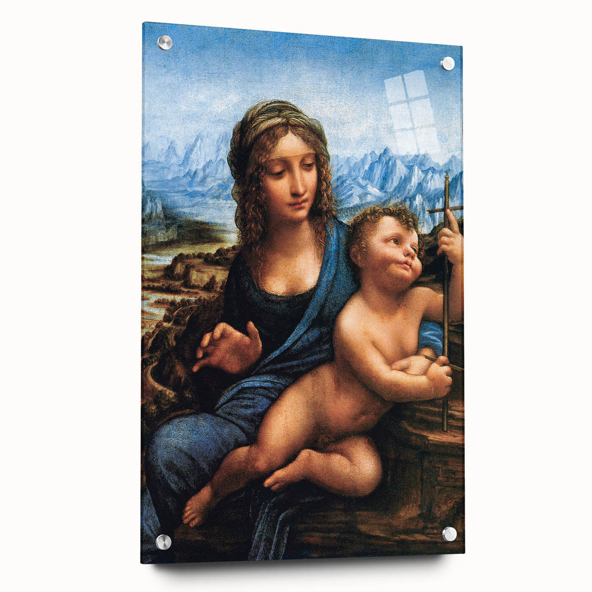 Acrylic print of Leonardo da Vinci's artwork, featuring neutral and earth tones, ideal for bedroom or dining room decor.