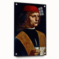 Acrylic print of a Leonardo da Vinci-inspired design in muted earth tones, suitable for bedroom or dining room decor.
