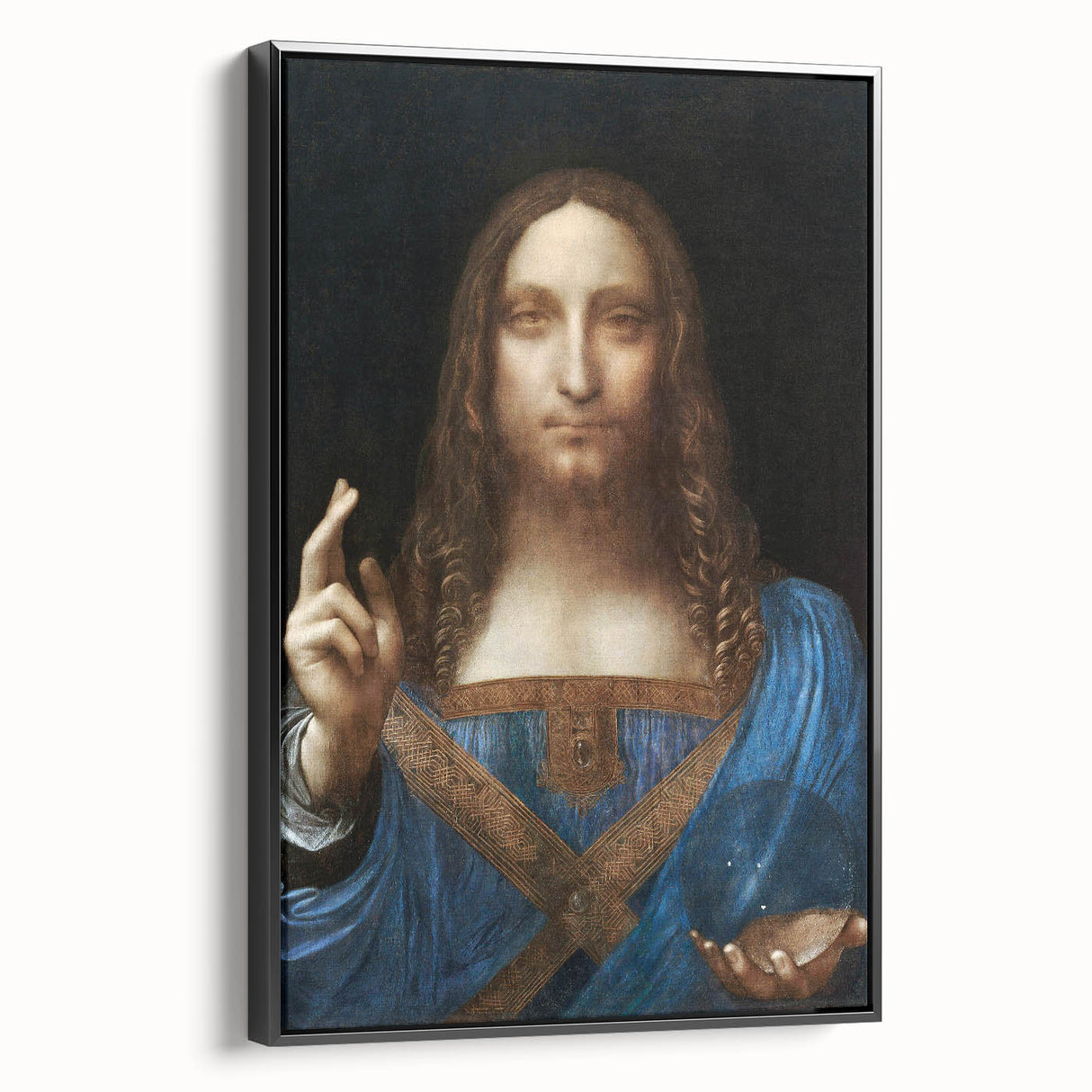 Black and white framed canvas featuring a vintage poster art style landscape painting, ideal for bedroom wall decor.