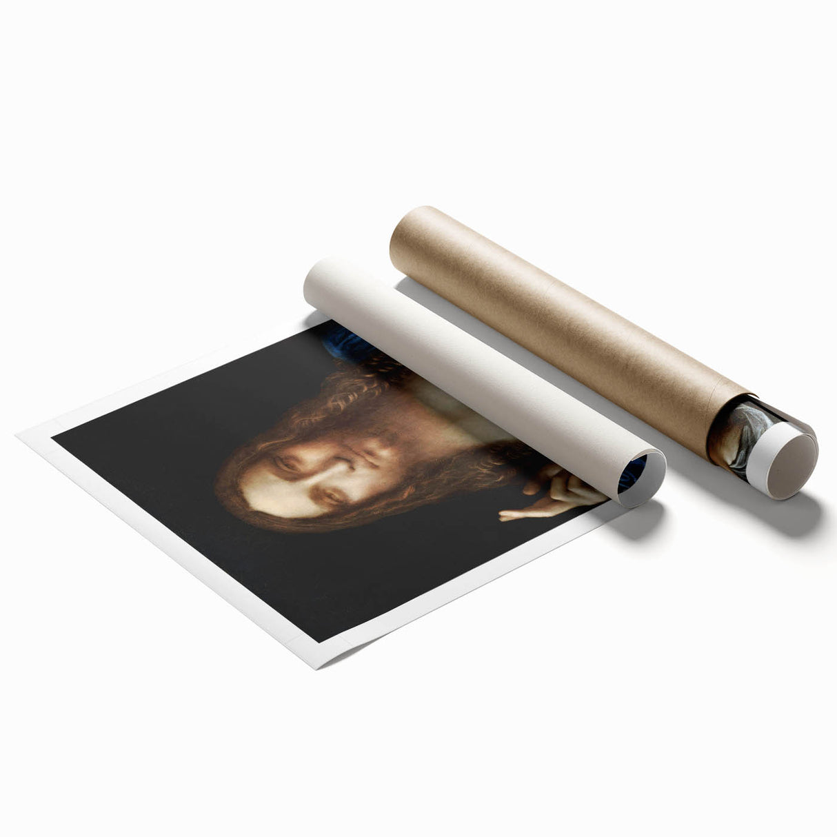 Extra large rolled print of a floral art piece by Leonardo da Vinci, showcasing muted earth tones.