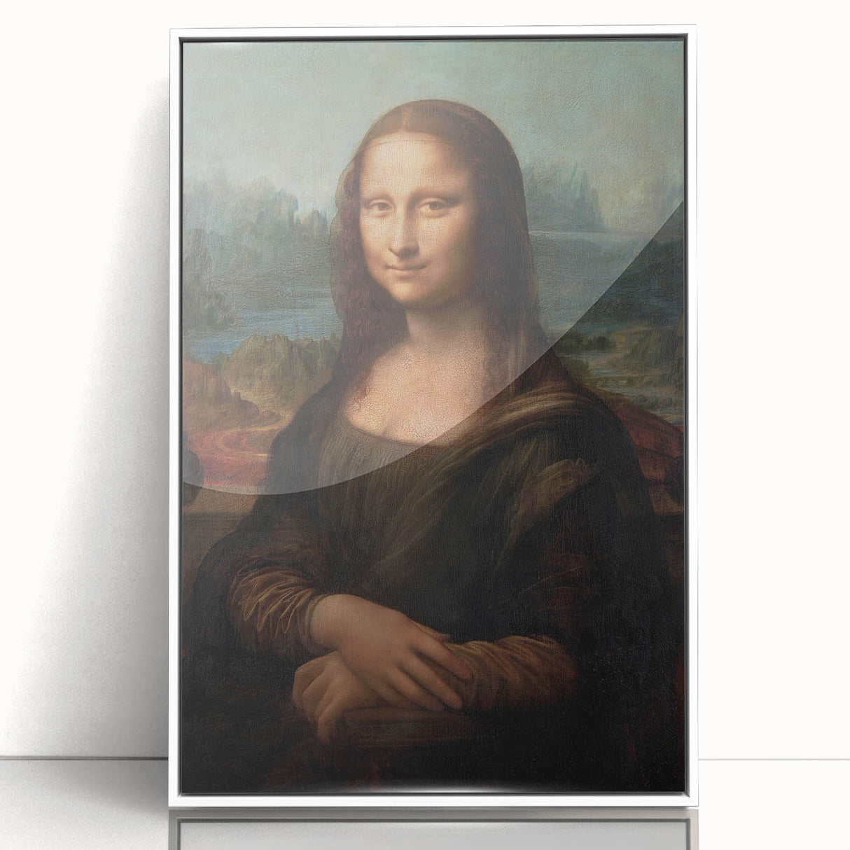 Framed acrylic print of Leonardo da Vinci's artwork in mid-century modernist style, suitable for modern art wall decor.