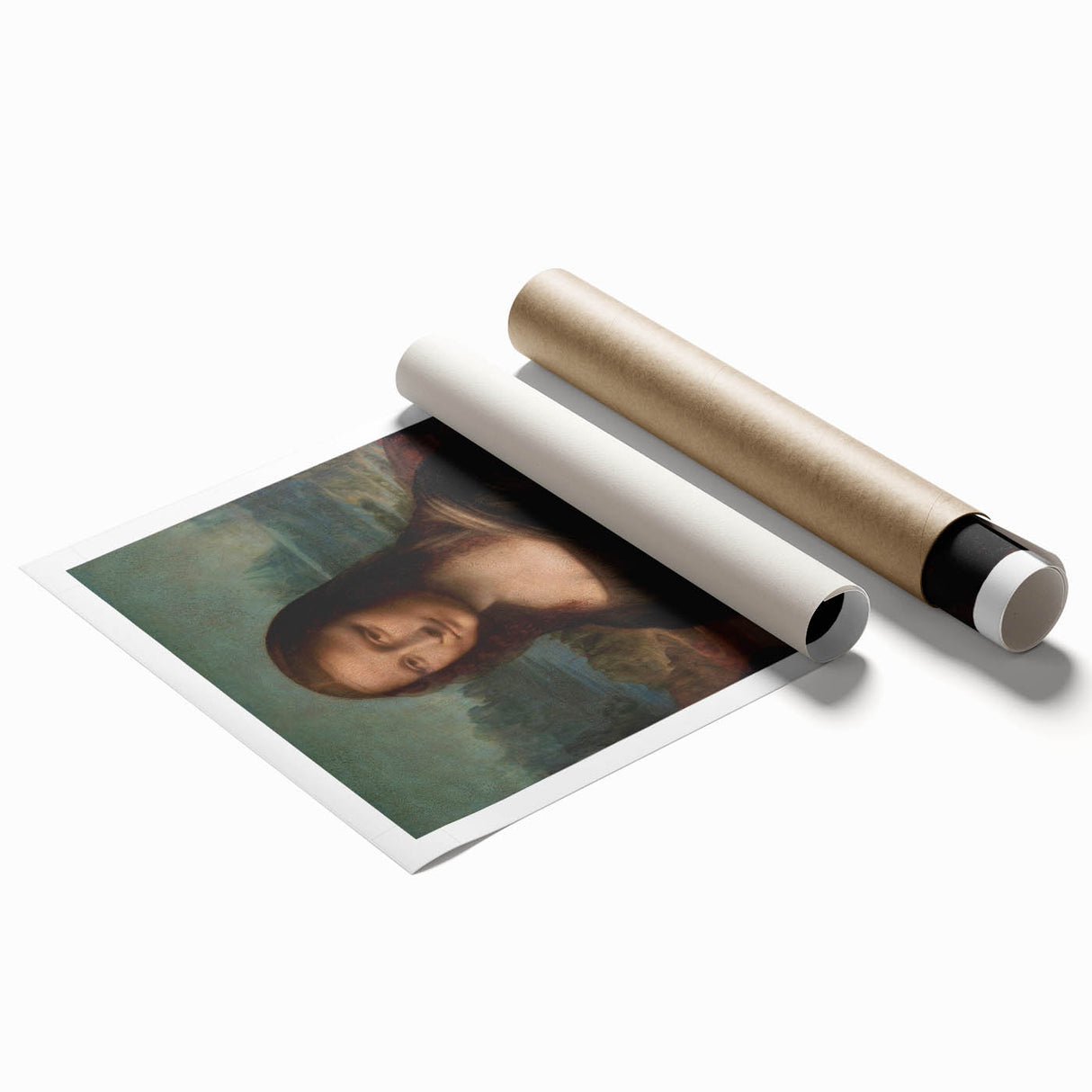 Extra large rolled print of a Leonardo da Vinci floral design in muted earth tones, ideal for classy bathroom wall art.