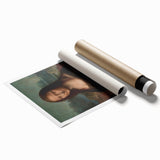 Extra large rolled print of a Leonardo da Vinci floral design in muted earth tones, ideal for classy bathroom wall art.