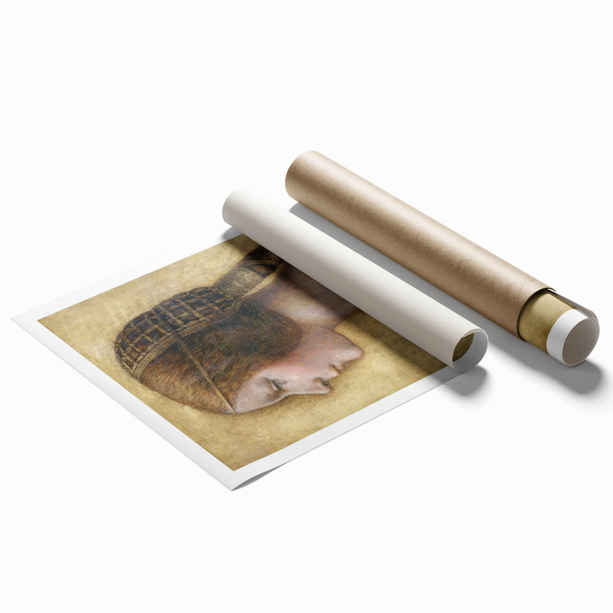 Extra large rolled print of floral art by Leonardo da Vinci, muted earth tones, ideal for classy bathroom wall art.
