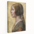 Side view of a stretched canvas featuring a detailed Leonardo da Vinci design, ideal for kitchen wall art.